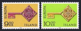 Iceland 1968 Europe Program Issue Europa-CEPT Europa CEPT Golden Key Stamps MNH SC 395-396 Michel 417-418 - Nuevos