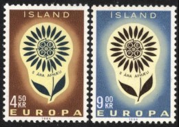 Iceland 1964 Europe Program Issue Europa-CEPT Europa CEPT Symbolic Daisy Flowers Stamps MNH Sc 367-368 Michel 385-386 - Unused Stamps