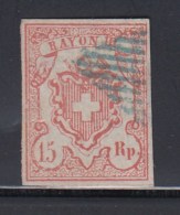 N°20 (N°23) - 15Rp Rouge - Obl. Grille Bleue - TB - 1843-1852 Poste Federali E Cantonali