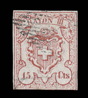 N°19 - 15c Vermillon - FAUX Fournier - Certif. Hermann - TB - 1843-1852 Poste Federali E Cantonali