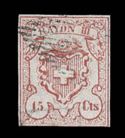 N°19 - 15c Vermillon - FAUX Fournier - Certif. Hermann - TB - 1843-1852 Timbres Cantonaux Et  Fédéraux