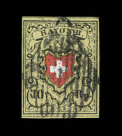 N°16 II.h.1.09 (N°15) - 10r - Rayon II - Belles Marges - SUP - Cote SBK : 450FS - Certif. Hermann - 1843-1852 Timbres Cantonaux Et  Fédéraux