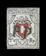 N°14 I.a.1.01 (N°16) - Poste Locale - 2½r Noir Et Rouge - Obl. PP - Marge Gauche Entamée - L&eacut - 1843-1852 Federal & Cantonal Stamps