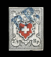 N°13 (N°17) - ORTS POST - 2½ Noir Et Rouge - Obl. PP (Bleu) - Belles Marges - Certif. Hermann - TB/SUP - 1843-1852 Poste Federali E Cantonali