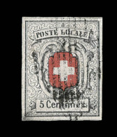 N°11 (N°7) - 5c Noir S/rouge - Belles Marges - Certif. Hermann - TB/SUP - 1843-1852 Federal & Cantonal Stamps