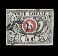 N°10 (N°6) - VAUD 5 - 5c Noir S/rouge - Léger Clair Au Centre - Bel Aspect - Certif. Hermann - 1843-1852 Poste Federali E Cantonali
