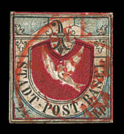 N°8 - Colombe De Bâle - Obl. Rge De Basel - 20 Mars 184. - 2 Petits Trous D'aiguille Sinon Belle Présen - 1843-1852 Poste Federali E Cantonali