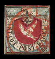 N°8 - Colombe De Bâle - Obl. Rge De Basel - 20 Mars 184. - 2 Petits Trous D'aiguille Sinon Belle Présen - 1843-1852 Timbres Cantonaux Et  Fédéraux