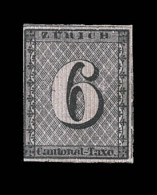N°2W (N°10a) - Canton De Zürich - Fond De Lignes Rouge Verticales - 1 Petite Marge - Sinon TB - 1843-1852 Poste Federali E Cantonali