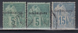 N°17a (B), 19a (B) - GUAD"B"LOUPE + N°17a (D) GUADELOU"E"P - TB - Other & Unclassified