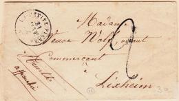 CACHETS A DATE La Petite Pierre - 31 Janv (1850) + Taxe Tampon 2 - Pr Lixheim - B/TB - Covers & Documents