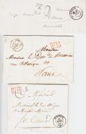 CACHETS A DATE 3 Plis HUNINGUE - T15 - 1844, 1848, 1855 Dt PP Rge, Taxe 30 Dt - TB - Covers & Documents