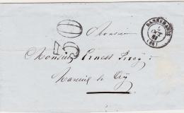 CACHETS A DATE T15 Dannemarie - 1861 - Taxe 30Dt - TB - Lettres & Documents