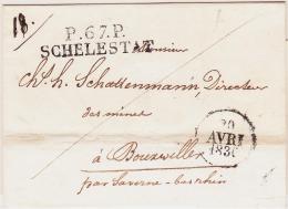 PORTS PAYES  'P.67.P SCHELESTAT - 20/4/30 - Pr Bouxwiller - TB - Covers & Documents