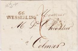 M. POSTALES 19ème Siècle / HAUT - RHIN (Dépt 67) 66 WESSERLING - 1826 - à Colmar - TB - Cartas & Documentos