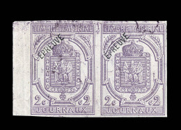 N°1 - 2c Violet - Surch. Epreuve - Paire - BDF - TB - Periódicos