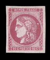 N°49 - 80c Rose - Petite Tache Blanche Derrière La Tête - TB - Non Classés