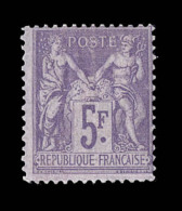 N°95 - 5F Violet S/lilas - Signé Pfenninger - TB - 1876-1878 Sage (Tipo I)