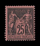 N°91 - 25c Noir S/rouge - Signé A. Brun - TB - 1876-1878 Sage (Tipo I)
