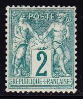 N°62 - 2c Vert - Signé - TB - 1876-1878 Sage (Type I)