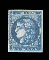 N°46B - Nuance Tirant S/le Bleu Vert + Variété Point Blanc Entre Le "O" Et Le "S" De POSTES - L&eacute - 1870 Emission De Bordeaux