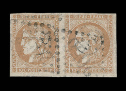 N°43Ae - 10c Bistre Roux - Paire - Obl. GC + Cachet Facteur - TB - 1870 Emisión De Bordeaux