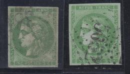 N°42B X 2 Ex - Vert - Avec Défts - Bel Aspect - 1870 Bordeaux Printing