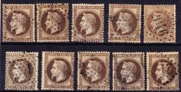 N°30 (x10) - Nuances, Obl. Variées Et Variété - B/TB - 1863-1870 Napoleon III With Laurels