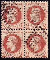 N°26 - Bloc De 4 - Obl. GC - TB - 1863-1870 Napoleone III Con Gli Allori