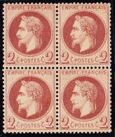 N°26 - Bloc De 4 - 2 Ex ** - TB - 1863-1870 Napoleon III Gelauwerd