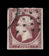 N°18a - 1F Carmin Foncé - Obl. Gros Points - Signé Calves - TB - 1853-1860 Napoleon III