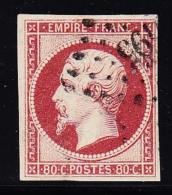 N°17Aa - Carmin Clair - 1 Point Clair - Effigie Dégagée - 1853-1860 Napoleone III