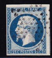 N°15 - 25c Bleu - Obl. Étoile - Filet Voisin - TB - 1853-1860 Napoleon III