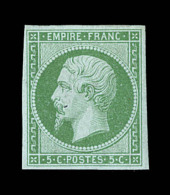 N°12 - 5c Vert Jaune Foncé - Signé Calves - TB - 1853-1860 Napoleone III