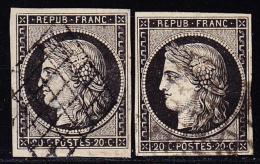 N°3a (x 2) - Noir S/blanc - TB - 1849-1850 Cérès