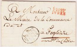 DEPARTEMENTS CONQUIS - P.109.P IVREE (Rge) - An 13 + Marque "Droits Réunis-Don De La Doire" - Pr Foglizze - TB - 1801-1848: Precursors XIX