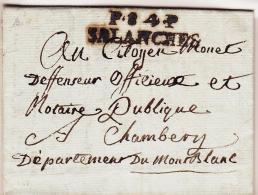 DEPARTEMENTS CONQUIS - P.84.P SALANCHES - An 4 - Pr Chambéry - TB - 1801-1848: Précurseurs XIX