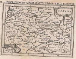 Picardie Aisne Oise Somme Carte Gravure Map Karte Hondius Kupferstich - Estampes & Gravures