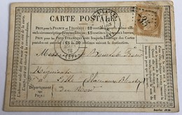 CARTE PRÉCURSEUR De AIRES SUR LA LYS Pour LILLE Affranchissement Type Cérès Mars 1876 - Precursor Cards