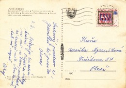 L0553 - Czechoslovakia (1974) Jesenik 1 (postcard Spa Jesenik) Tariff 30 H (stamp: Anniversary Federation, Color Shift!) - Abarten Und Kuriositäten