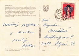 L0557 - Czechoslovakia (1975) 543 51 Spindleruv Mlyn (postcard: Krkonose Mount.) Tariff 30 H (stamp: Silver Color Shift) - Variétés Et Curiosités