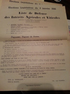 Elections Législatives Nièvre 2/1/56 - Misserey (Lucenay), Chaumier, Pierrat, Besse - Défense Des Intêrets Agricoles - Programmes