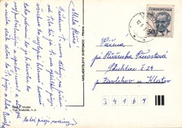 L0574 - Czechoslovakia (1985) 262 61 Jenec (postcard) Tariff: 50 H (stamp: President Gustav Husak - Shift Bright Colors) - Errors, Freaks & Oddities (EFO)