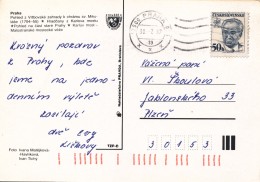 L0578 - Czechoslovakia (1987) 125 00 Praha 025 (postcard: Prague) Tariff: 50 H (stamp: Gustav Husak - Shift Perforation) - Varietà & Curiosità