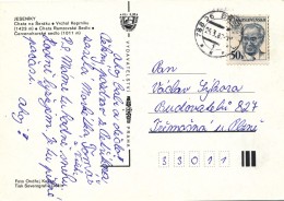 L0581 - Czechoslovakia (1987) 788 26 Branna 3 (postcard) Tariff: 50 H (stamp: Gustav Husak - Shift Bright Colors) - Abarten Und Kuriositäten