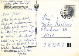 L0582 - Czechoslovakia (1987) 290 01 Podebrady 1 (postcard) Tariff: 50 H (stamp: Gustav Husak - Shift Bright Colors) - Errors, Freaks & Oddities (EFO)