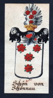 Schön Von Schönau Böhmen Wappen Coat Of Arms Manuskript - Estampes & Gravures