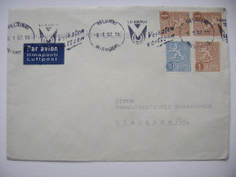 Air Mail Cover 1957 Machine Cancel Helsinki Helsingfors Slogan Veikkaus - Veikaten Veittoon - Glauchau Germany - Covers & Documents