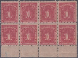 1914-110 CUBA REPUBLICA. 1914. Ed.5. 1c TASA POR COBRAR. POSTAGE DUE. BLOCK 8. ORIGINAL GUM. - Unused Stamps