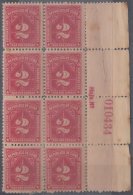 1914-112 CUBA REPUBLICA. 1914. Ed.6. 2c TASA POR COBRAR. POSTAGE DUE. BLOCK 8. ORIGINAL GUM. - Ongebruikt